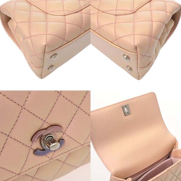 CHANEL Matelassé Top Handle Flap Bag XS Metallic Pink A92990 Women's Caviar S... - Picture 9 of 11